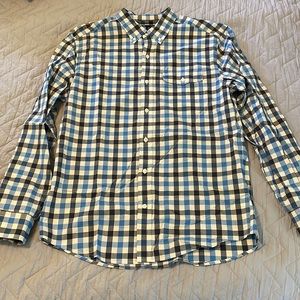 GAP Large Blue White Plaid Gingham Men’s Button Down Shirt